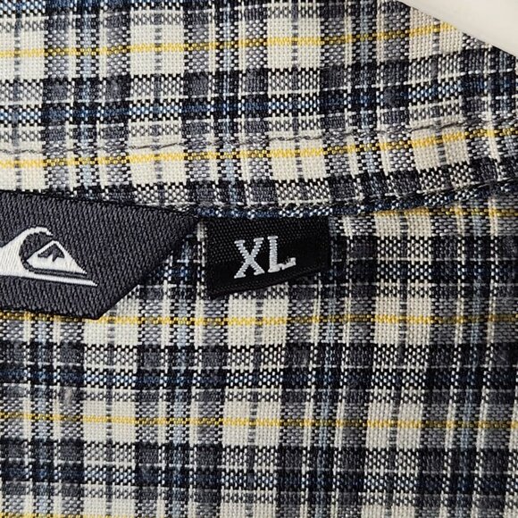 Quiksilver Long Sleeve Button Up Shirt Men Green Plaid Size XL Polyester Cotton - Picture 15 of 16